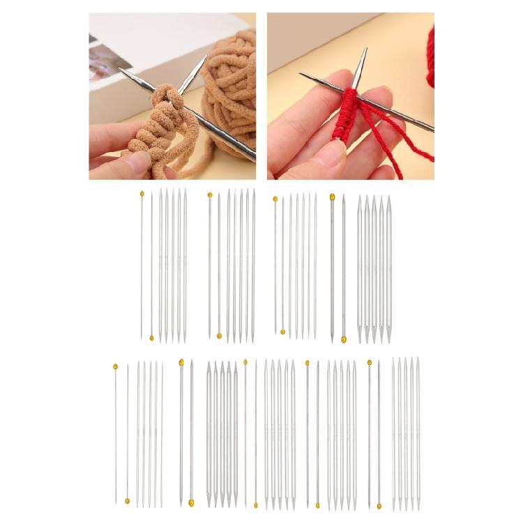 7Pcs Double Pointed and Single Pointed Knitting Needle Set Long Stainless Steel Straight Knitting Needle for Knitting