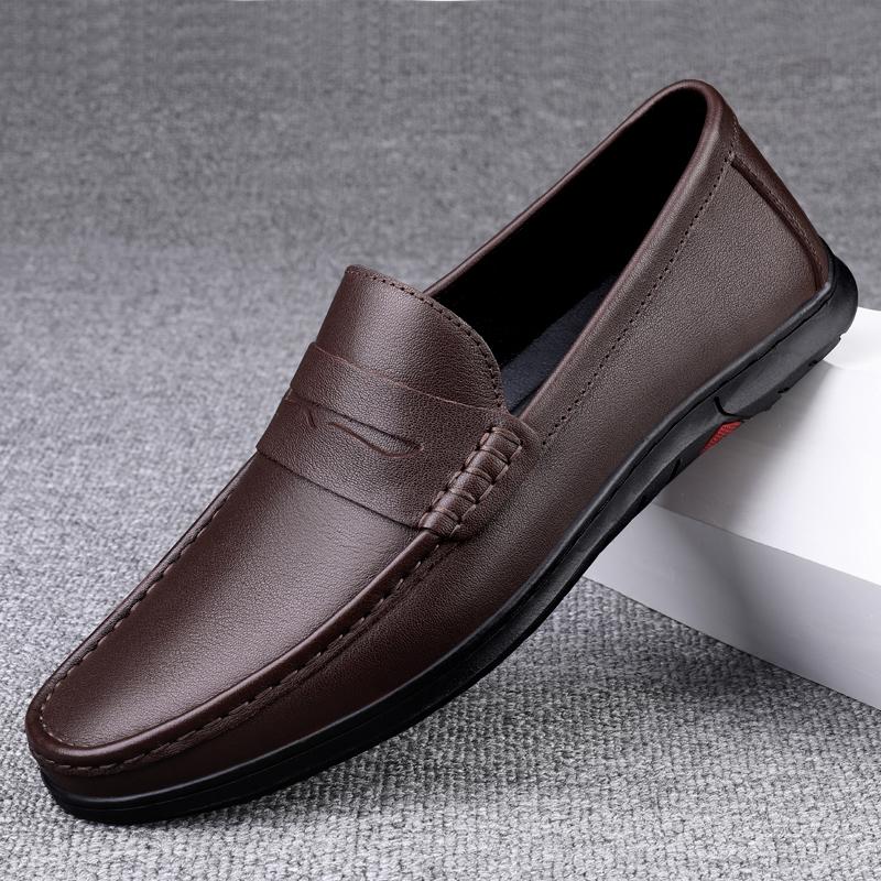 Leather Penny Loafers Men Casual Shoes Luxury Designer Dress Shoes Man Moccasins Vintage Slip On Flats Mens Driving Shoes 2025