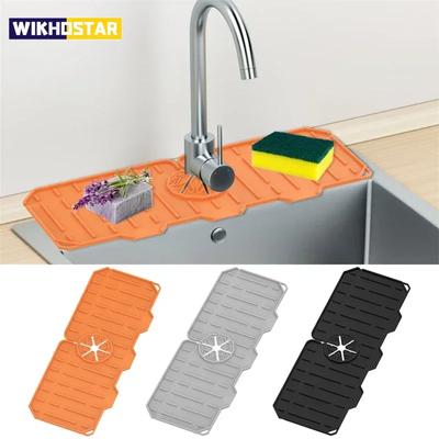 Silikon Küche Wasserhahn Matte Für Waschbecken Schwamm Ablauf Rack Faltbare Waschbecken Matte Wasserhahn Splash Catcher Badezimmer Arbeitsplatte Schutz Matte