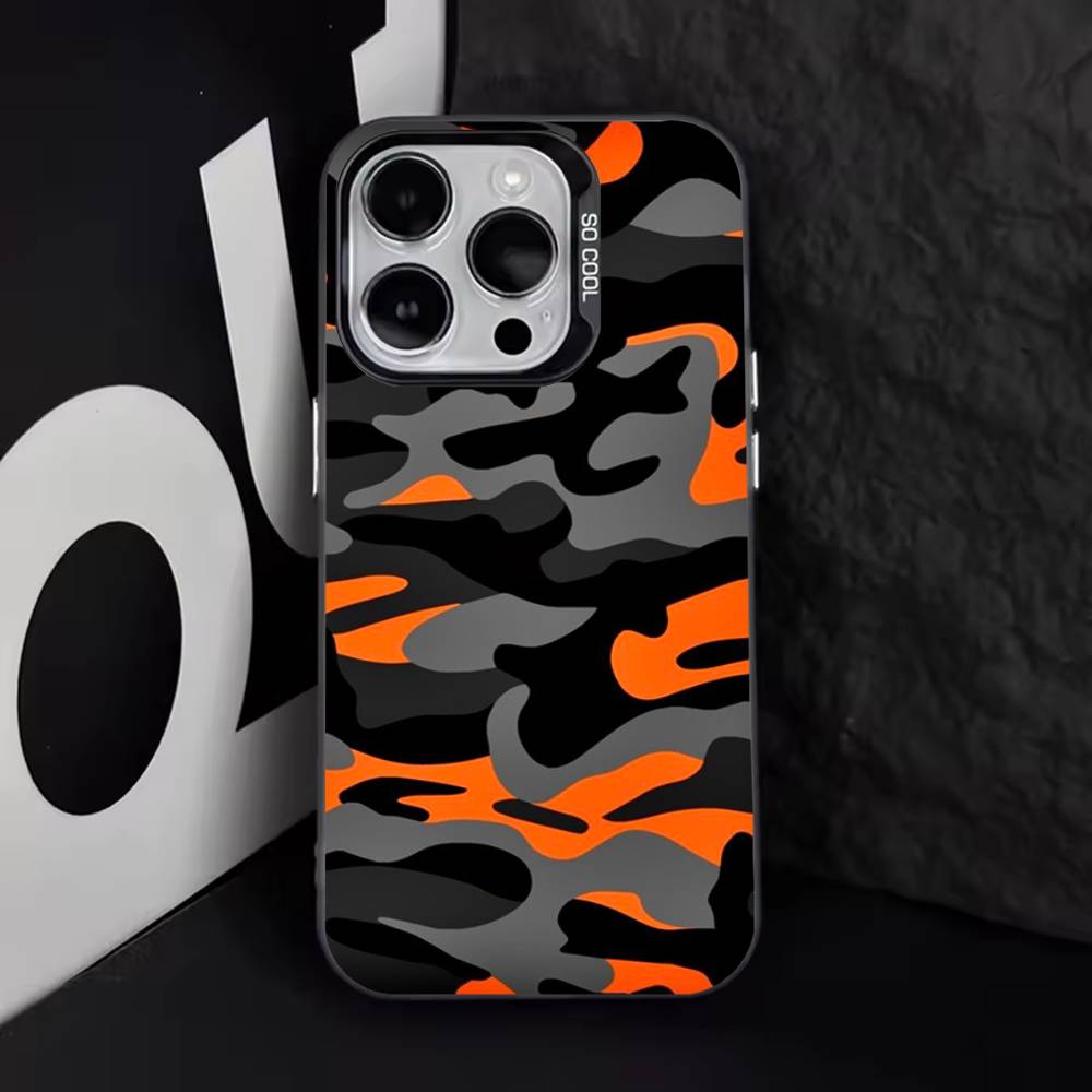 

Fashion Camouflage Phone Case For iPhone 17,16,15,14,13,12,11,Pro,Max,Plus,E,Air,Mini Black Tpu Cover iPhone15PRO