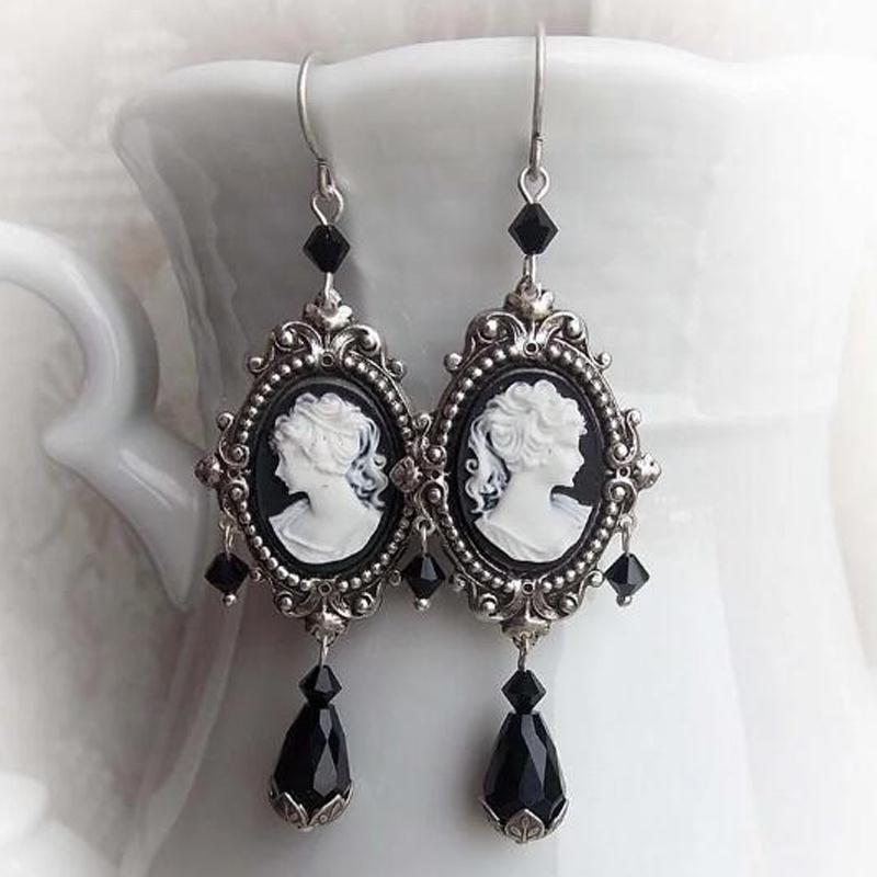 

Винтажные серьги-пусеты в дворцовом стиле с голубыми камеями и портретами, ретро-темпераментные, простые серьги-иглы с искусственным жемчугом, ювелирные изделия