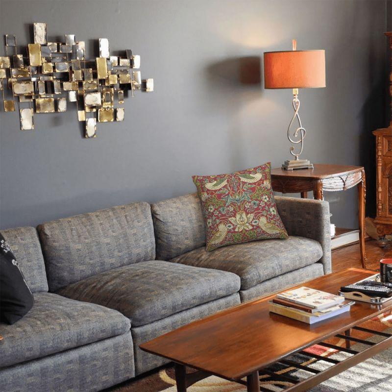 Custom William Morris Strawberry Thief Red Cushion Cover 40x40cm Floral Textile Pattern Soft Cute Pillow Home Decor