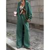Fashion Wind Long-Sleeve Zipper Loose Sweater High Waist Straight Pants Suit Loose Top and Pants Set