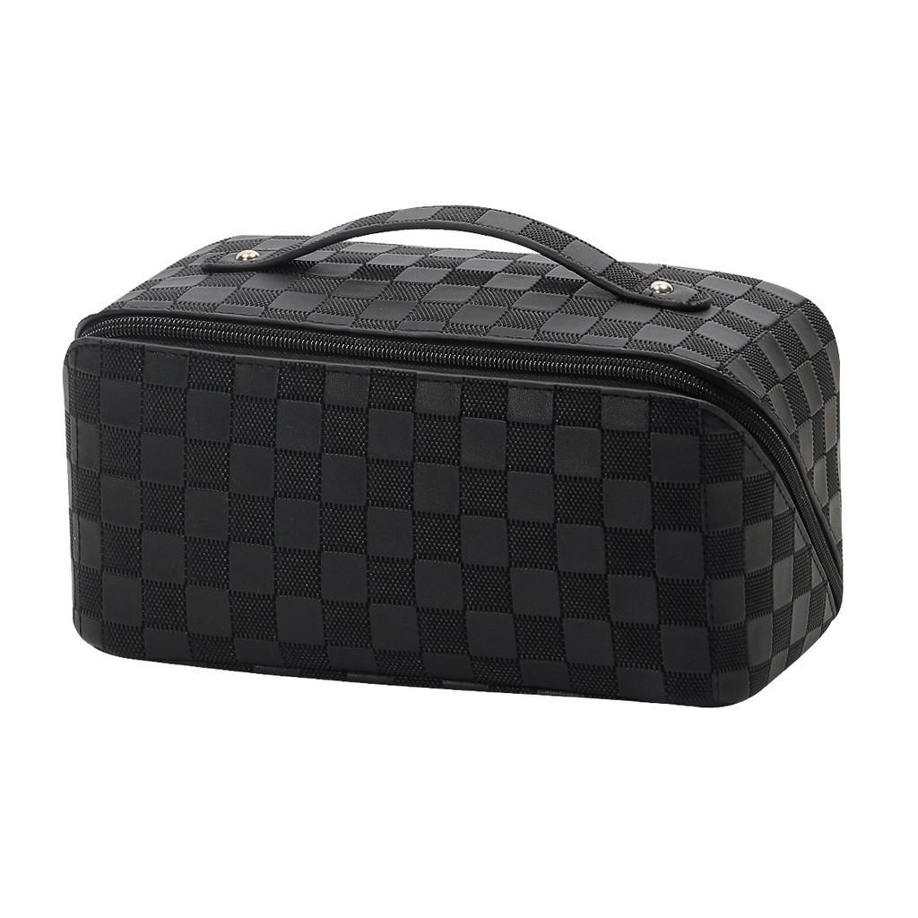 

High-end Factory Pu Leather Geometric Grid Makeup Bag With Multiple Functions StyleA