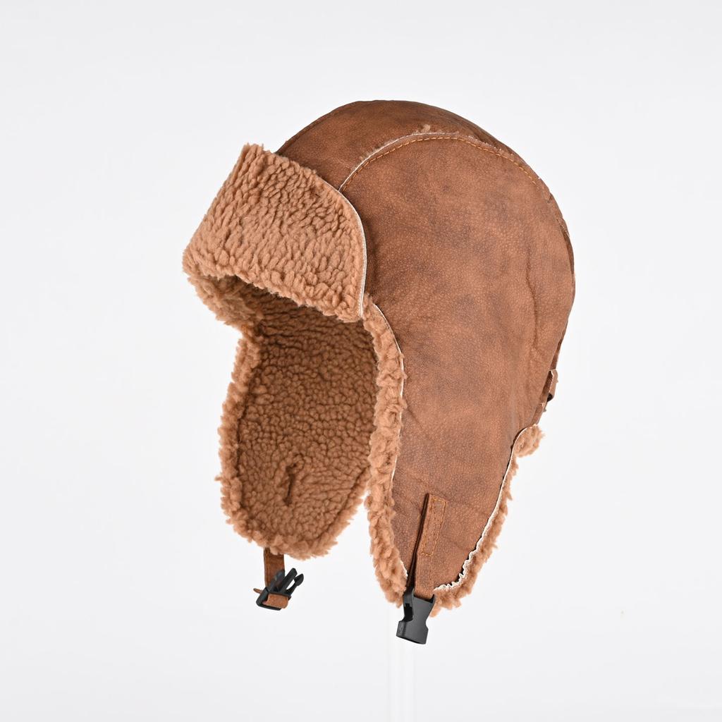 Czapka z wełny jagnięcej męska i damska zimowa aksamitna pogrubiona ciepła ochrona uszu czapka bawełniana outdoorowa na zimno do jazdy na rowerze czapka lotnicza