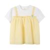 Girls' Faux Two-Piece Plaid Short Sleeve Shirt