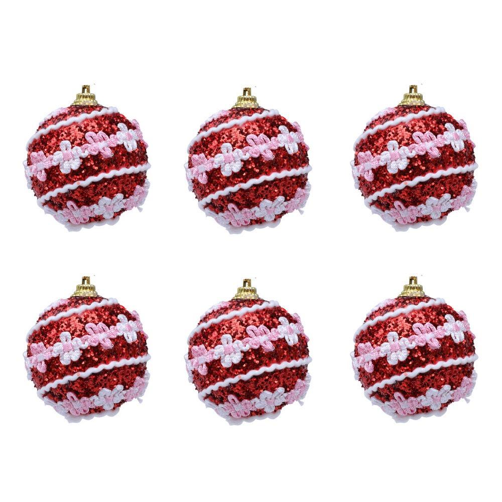 6CM Foam Christmas Balls Red White Christmas Hanging Balls Christmas Tree Pendant  for Home