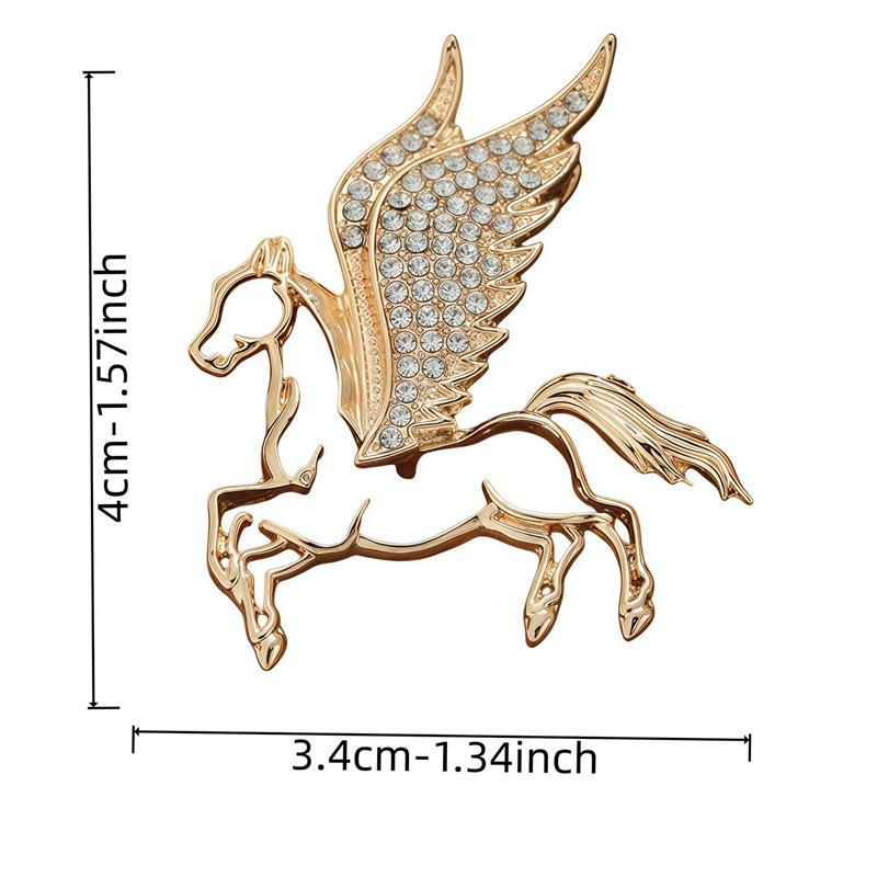 Fashion Rhinestones Alloy Horse With Wings Brooch Zodiac Pony Pins Women Men Clothing Accessory Suit Lapel Corsage New Year Gift