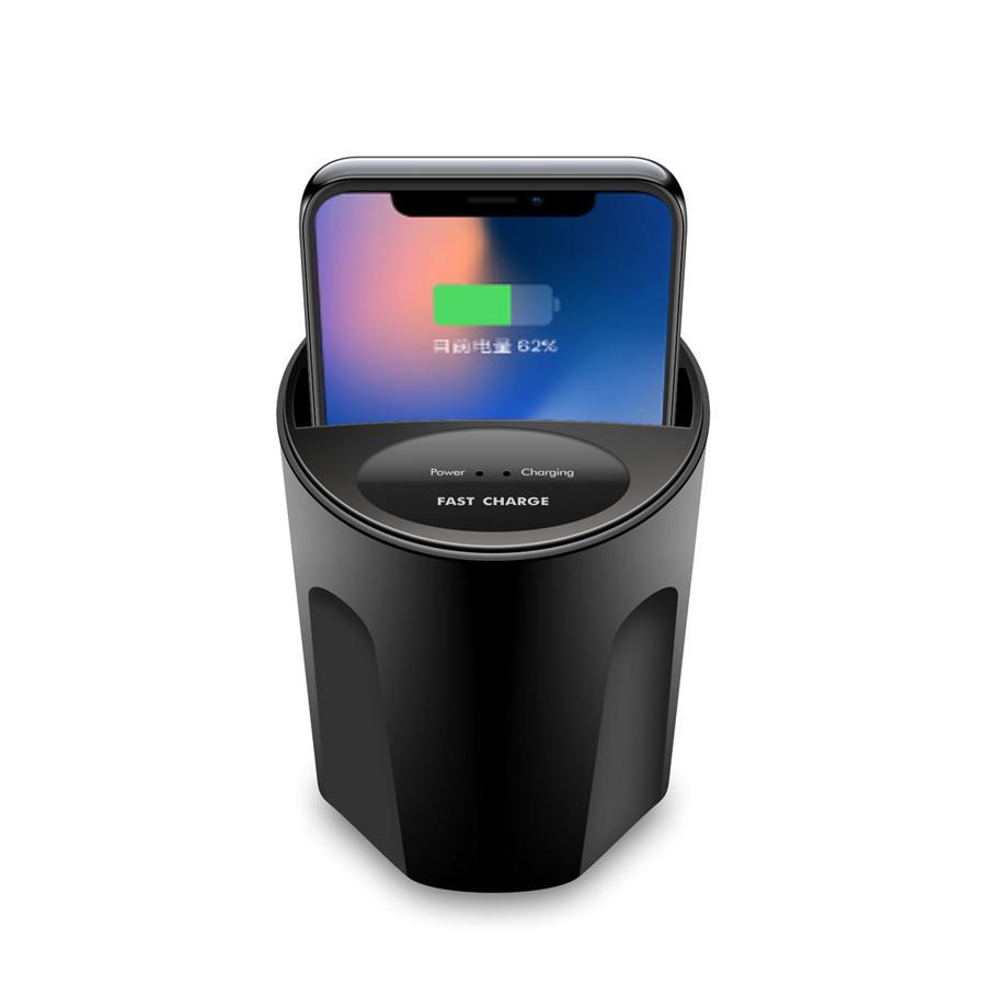 DC5V/2.1A USB Port Wireless Charger Transmitter Cup Mount Holder For iPhone 8