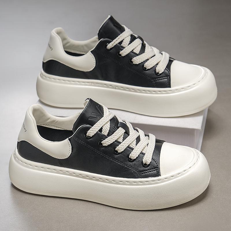 Fashion Italian2025New Thick Bottom Outdoor Sneakers Fashion Man Genuine Leather Designer Board Shoes Comfy Antiskid Lace-Up Oxford Shoe