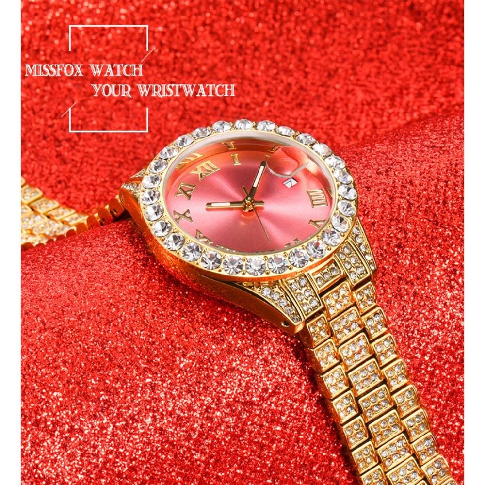 Stylish Roman Full Diamond Calendar Waterproof Luminous Women's Watch