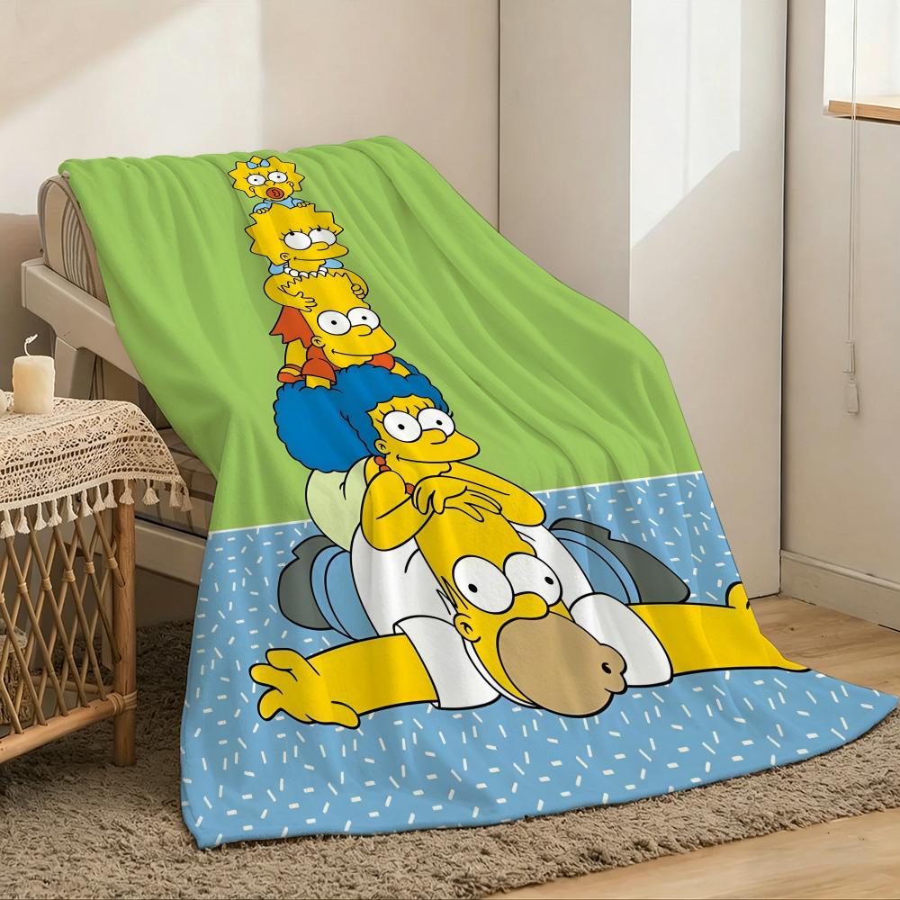 The Simpsons Throw Lightweight 240g Flannel Blanket Soft Skin-friendly for Summer Cooling