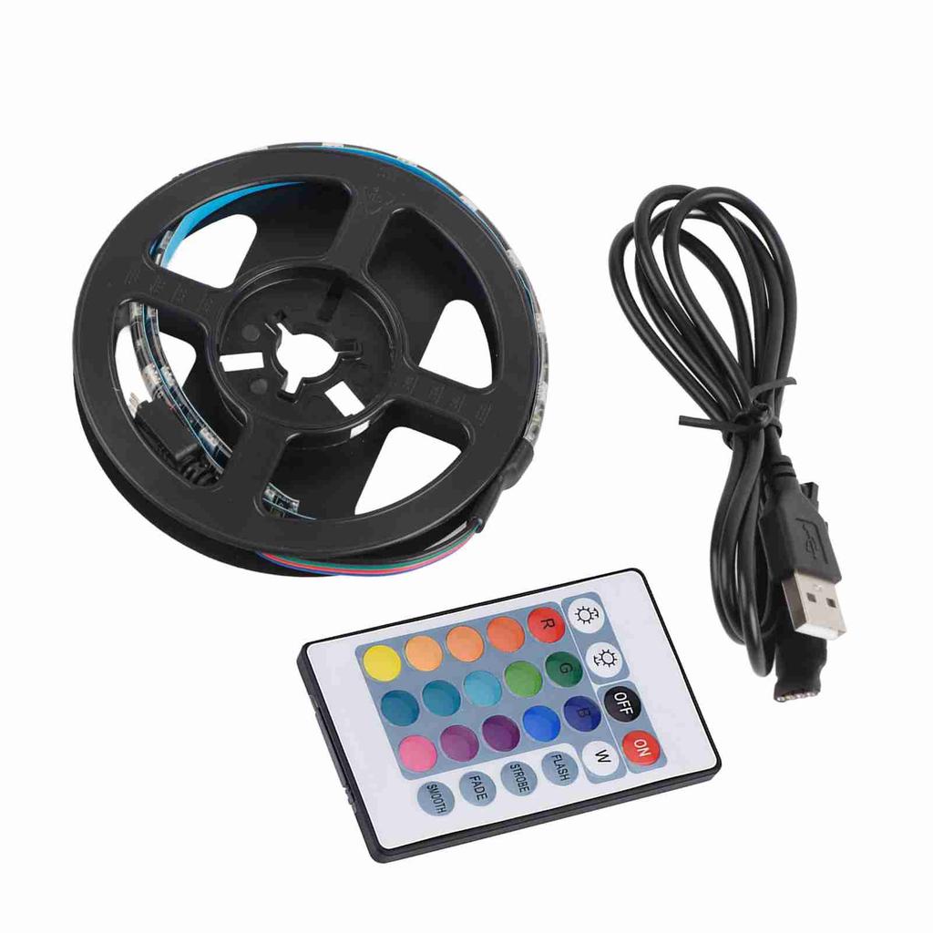 1.09yd 120 Degrees  USB RGB LED Strip Waterproof Flash Lights Remote USB LED with 24‑key Remote Control