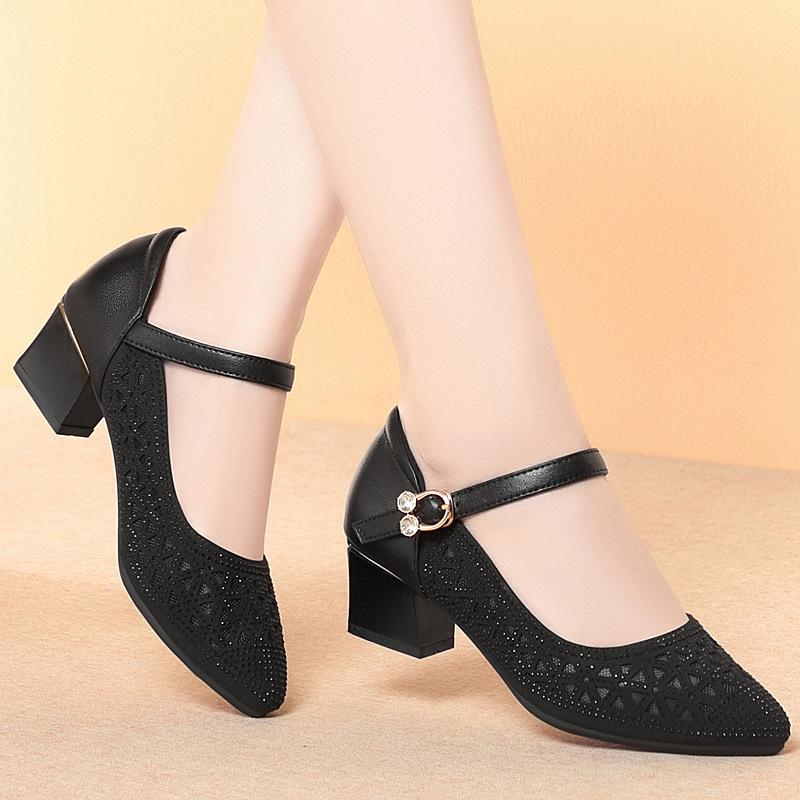 Mesh Soft Leather Sandals, Openwork Breathable Single Shoes, Summer Women's Dance Shoes, Soft-soled Women's Shoes, Fashionable Leather Shoes