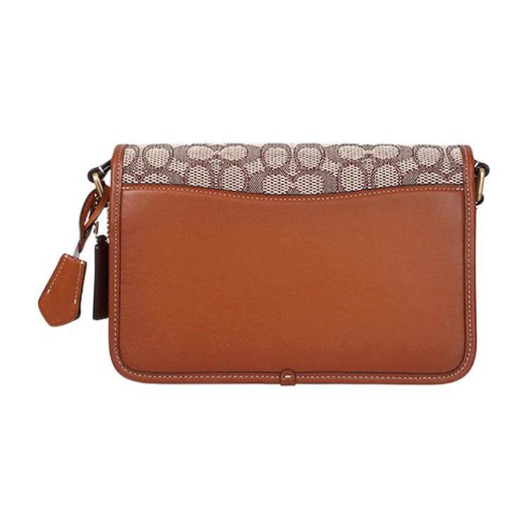 Coach Studio 25 Flap Lock Adjustable Shoulder Strap Jacquard And Glove Tanned Leather Shoulder Bag Crossbody Bag Medium Women Shoulder Bag C7933-B4TA7