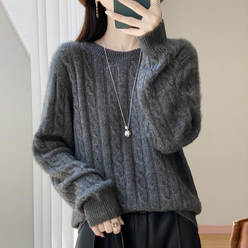 Women's cashmere sweater Qinghe cashmere 30% cashmere 70% wool autumn and winter pullover warm and fashionable