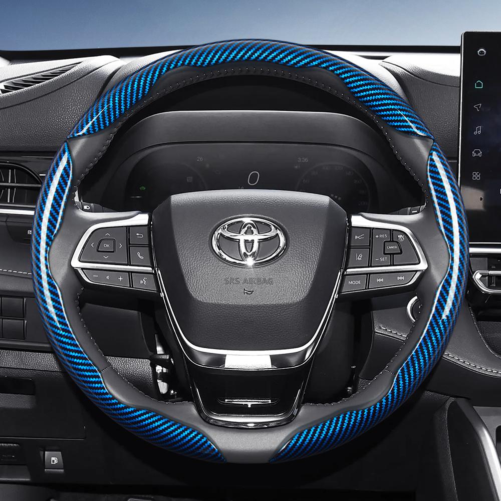 Suitable for Toyota Carbon Fiber Texture Steering Wheel Cover with Segmented Quick-Release Design, Durable, for Rav4, Hilux, Camry, Y