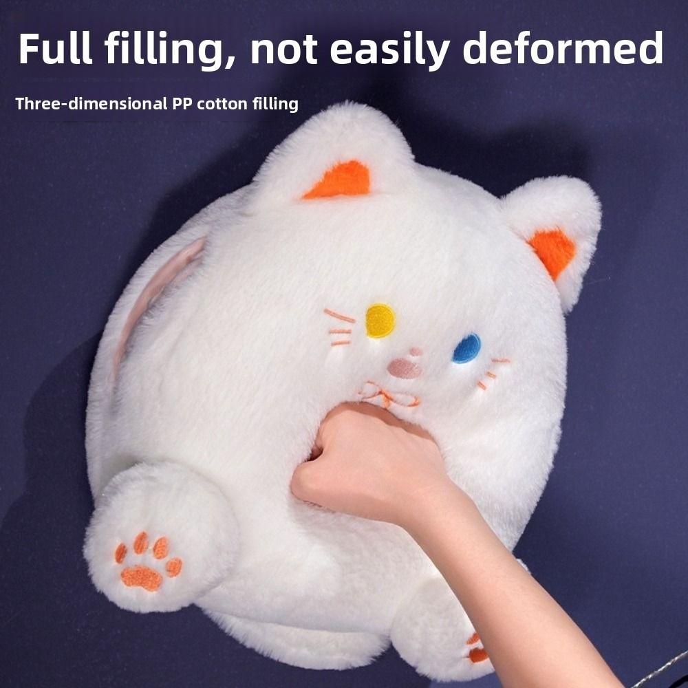 with Hand Pocket White Cat Plush Pillow Smile Black Cat Plush Doll  Home Decor