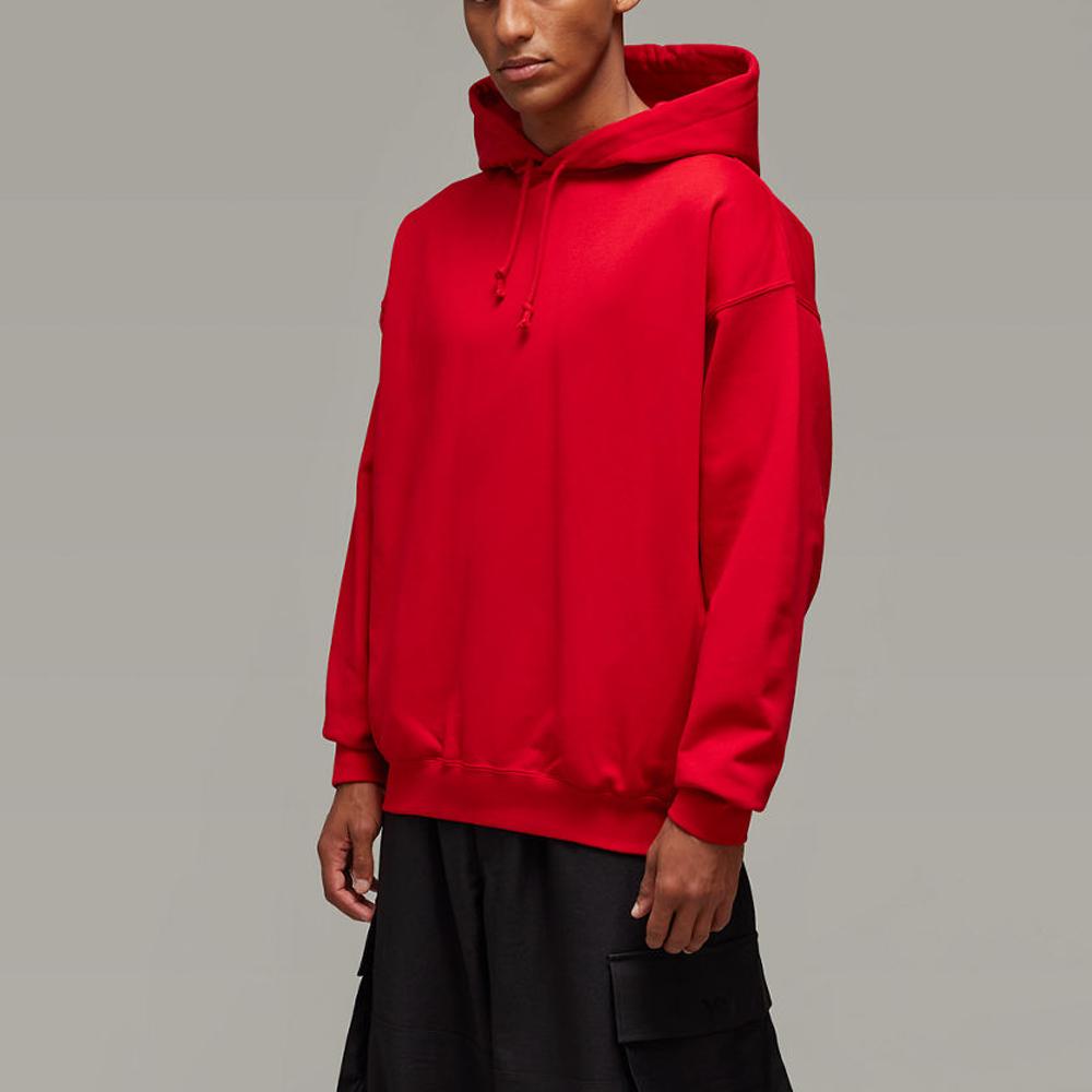 Y-3 SS25 Letter Print Drawstring Ribbed Edge Hooded Sweatshirt Unisex sweatshirt Red JM3230