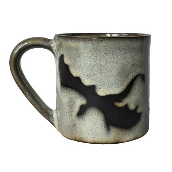 350ml Flaming Dragon Pattern Mug Ergonomic Handle Milky Yellow Glaze Mug