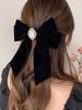 New Black Velvet Bow Hair Pins Elegant Fabric Alloy Roses Hair Clips for Women Fashion Ponytail Barrette Heawear Accessories