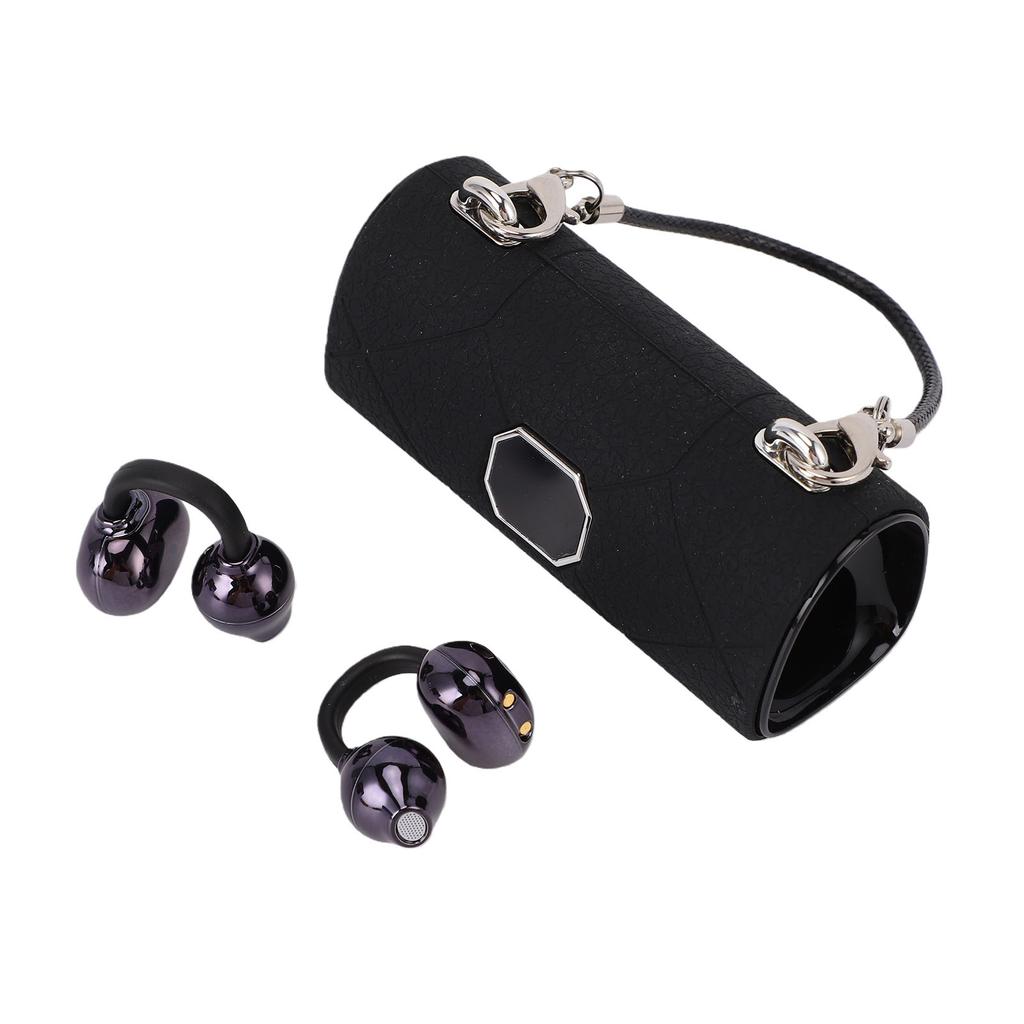 Clamp On Earbuds Bluetooth V6.0 Noise Cancelling Ear Clamp Earbuds with Unique Detachable Bow Earrings for Work Fitness