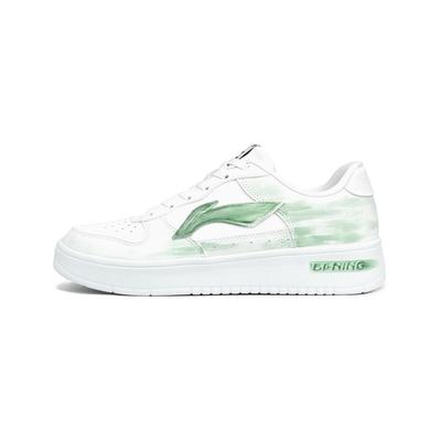 Li Ning Floating Boat Slip Resistant Abrasion Resistant Low Top Skateboard Shoes Men's White Green AGCS419-1(Team228-)