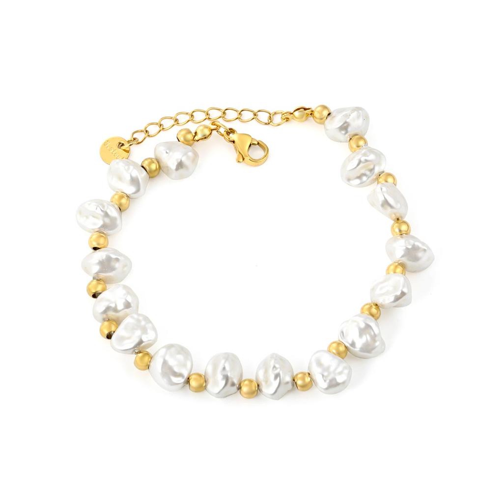 Baroque Irregular Pearl Necklace & Bracelet Set - Vintage French Light Luxury OT Buckle Jewelry for Women