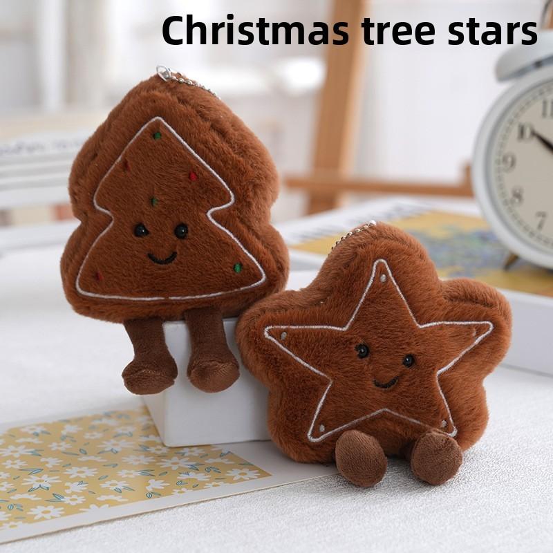 Tree Christmas Star Shapes Plush Toy Keychain Stuffed Doll Pendant Backpack