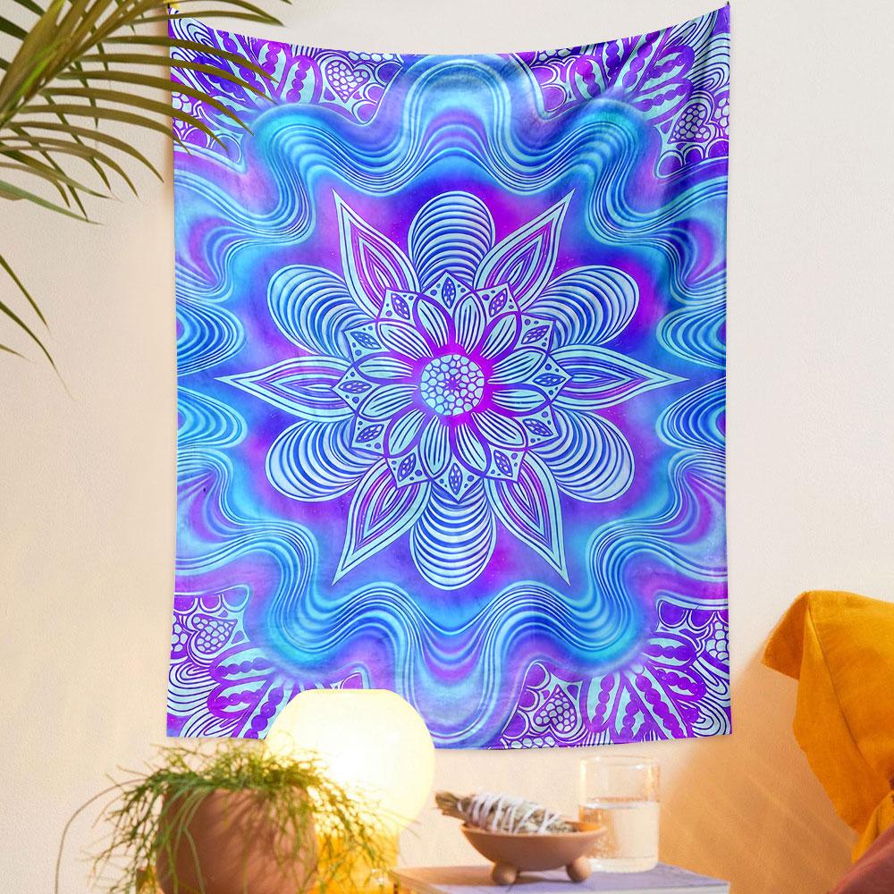 Mandala Pattern In Vibrant Blue and Purple Patterned Tapestry Home Decor, Suitable for Bedroom and Living Room, Gift