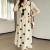 ZANZEA Women Casual Turn Down Collar Loose Short Sleeve Polka Dot Print Dress