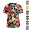 Women's Fashion V-Neck Short Sleeve Work Shirt with Pockets and Print