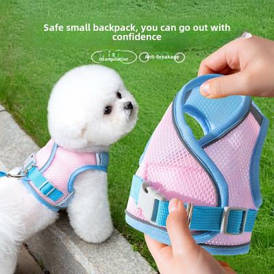 Summer Color Matching Leash Dog Chest Strap Vest Type Grid Breathable Walking Dog Leash Dog Chain Pet Cat Rope