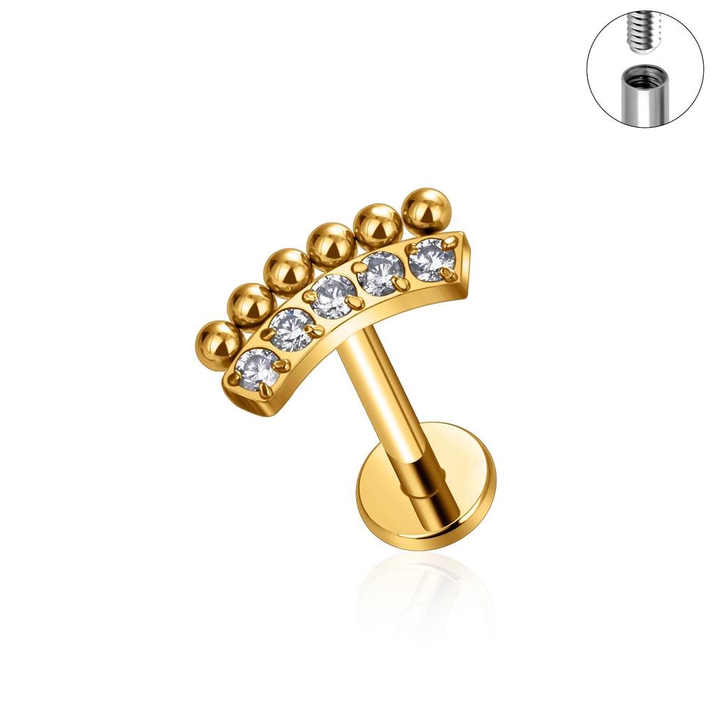 G23 Titanium 16G Piercing Labret Lip Nasal Nail Stud Earring Internal Thread Body Jewelry Design Ear Tragus Cartilage Helix Dait