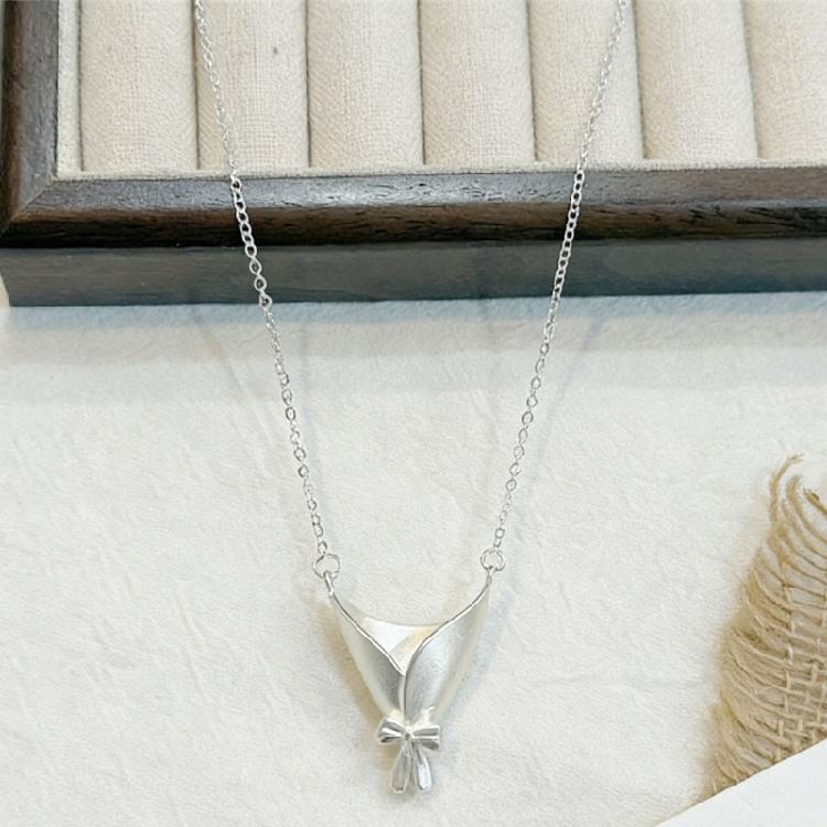 Modische Legierungskette Blumenarrangement Schlüsselbein-Kette mit Schleife Damenschmuck Geschenk für den Valentinstag
