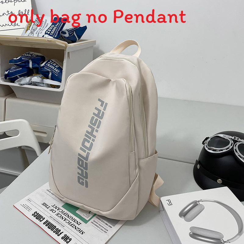 

Nylon School Backpack For Teens With Durable Zipper And Phone Pocket For Daily Use White No Pendant