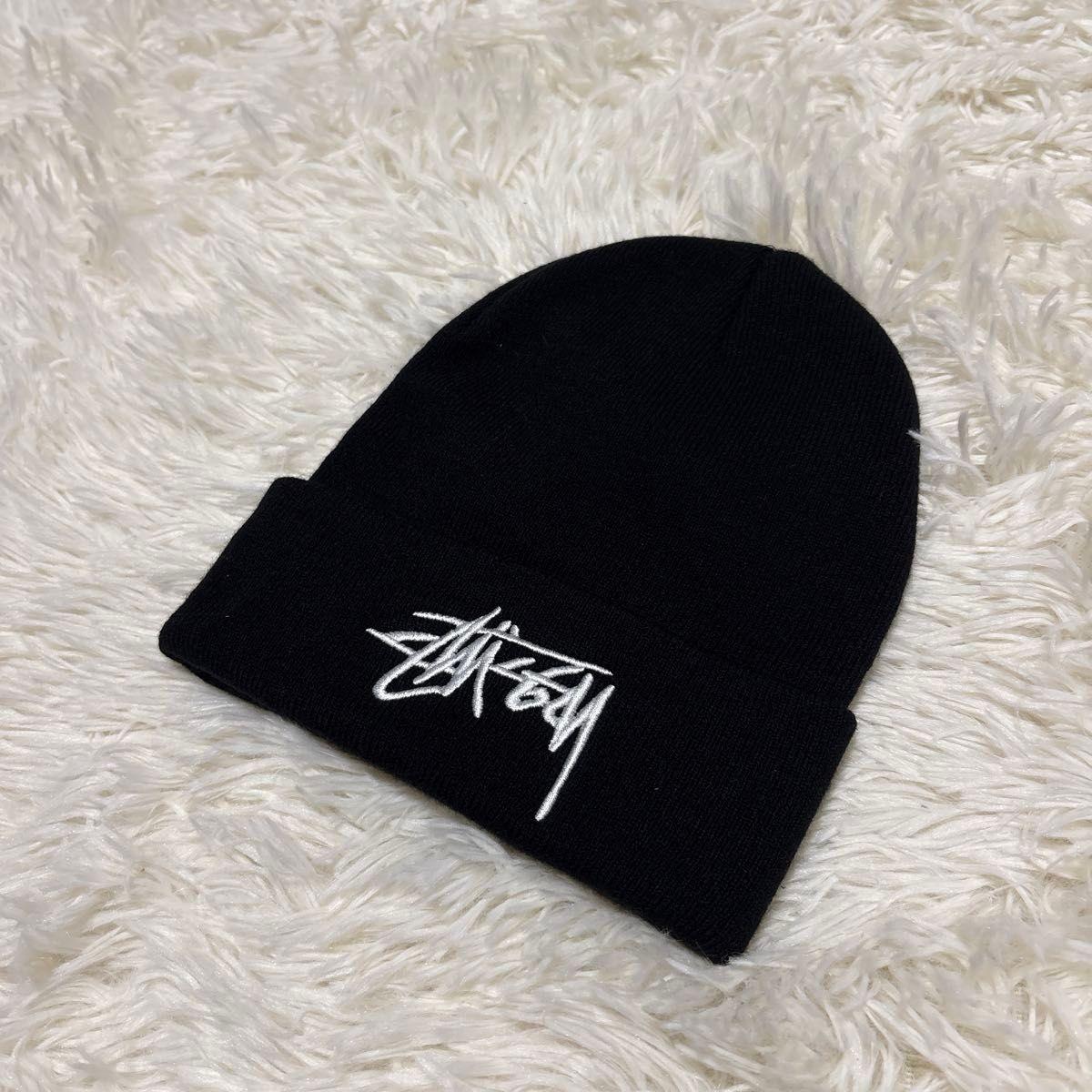 Б/у Черная вязаная шапка-бини STUSSY Вязаная шапка Стандартный логотип