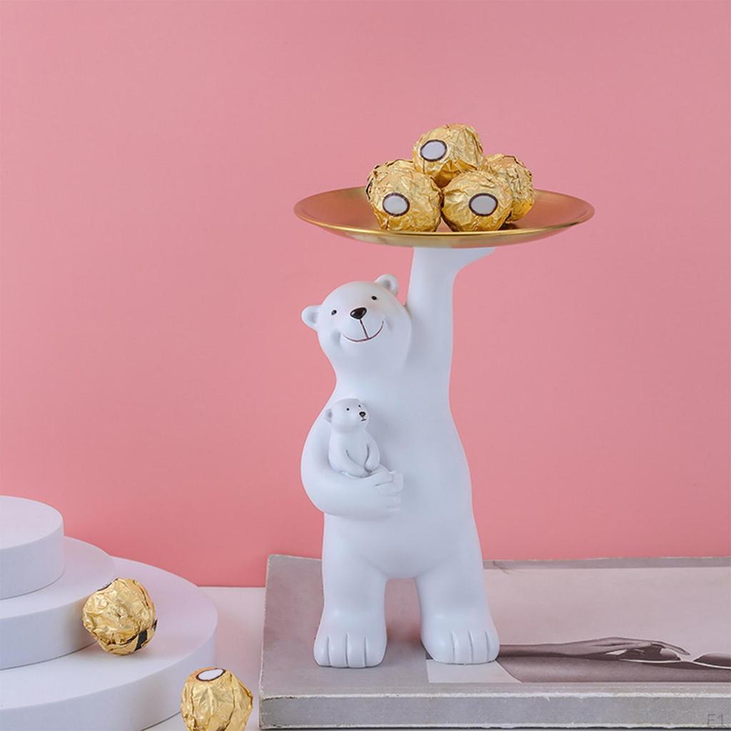 Adorable -Child Bear Figurine Dessert Snacks Organizer Tray Holder Jewelry Lounge Bedroom