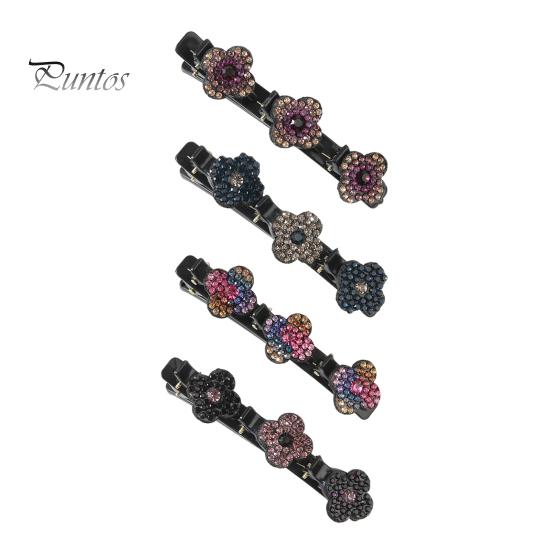 

4 шт. набор женских шпилек для волос с искусственным кристаллом и цветочным декором, плетеные заколки для волос, различные плетеные прически, аксессуары для волос A