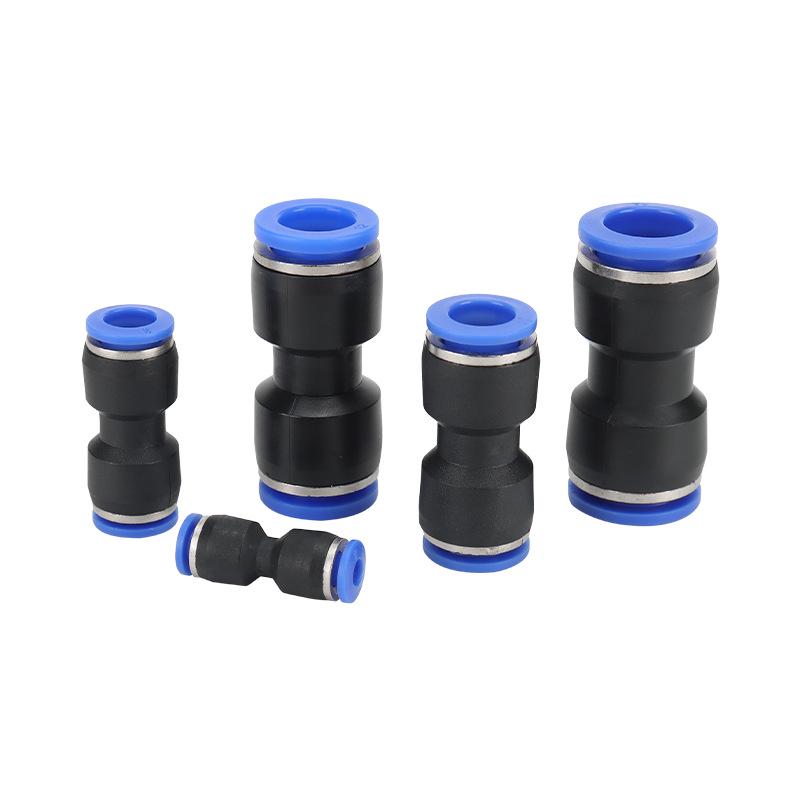 PU Quick-Connect Pneumatic Air Hose Coupler (Sizes: 4-16mm) - Plastic Straight-Through Connector