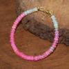 Pink Shaded Opal Beads Bracelet, Multifire Opal Beads Handmade Bracelet, Natural Opal Beaded Bracelet, Opal Birthstone Jewelry, Gift for Her