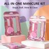 5 In1 Glitter Disposable Manicure Tools Mini Nail Files Nail Brush Cuticle Remover Pusher Heart Nail Files Set