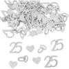 100pcs 25th Wedding Anniversary Confetti, Silver Glitter Table Scatter Decorations for 25th Anniversary Party Supplies
