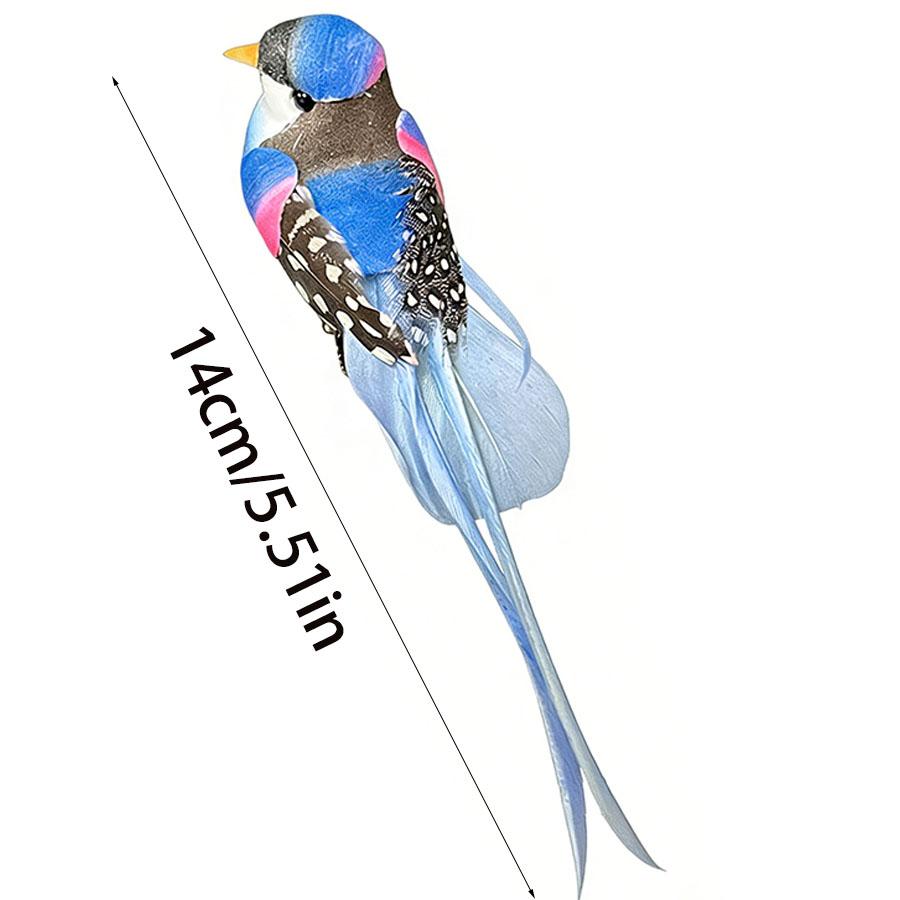 Artificial Feather Bird & Long-Tailed Silk Bird Ornament, Handicraft for Indoor Outdoor Garden Home Decoration