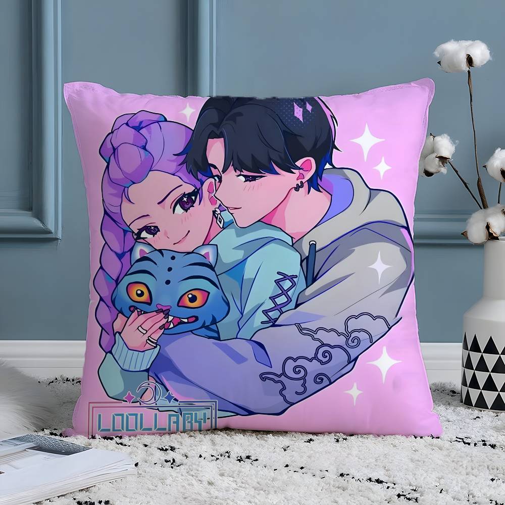 Saja Boys-S K-Pop Demon Hunters-H Anime Film Kussensloop Zijdezacht elegant Comfort Bank Bed Onzichtbare rits Strand kussensloop