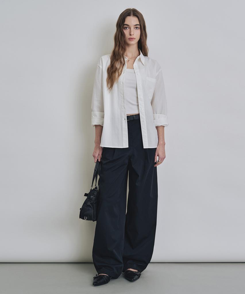 Keoseuteomeokeullagumeon Cotton-Like Semi-Balloon One-Pleat Slacks 3 Color Cowpt003