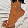 Conch Shell Faux Turquoise Beaded Starfish Charm Lady Anklet Ankle Bracelet