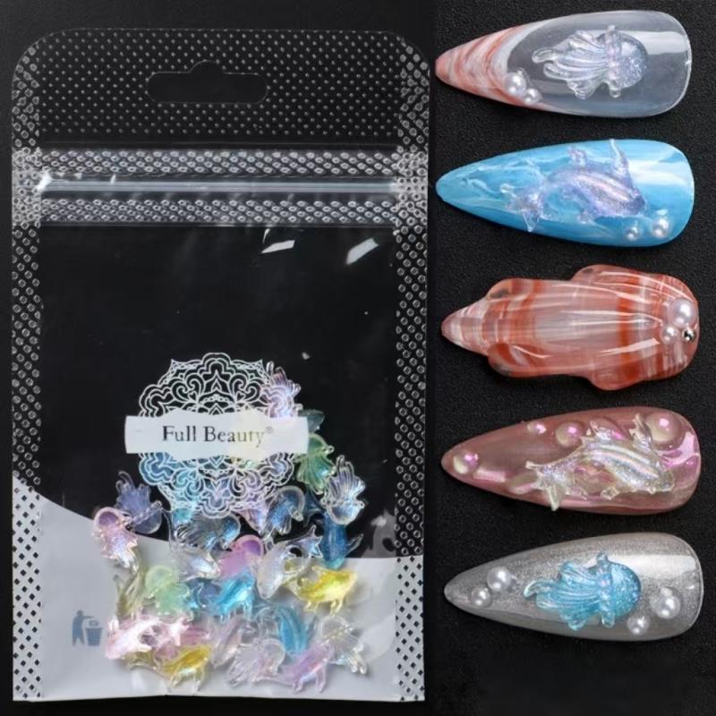 30/50/100ks Delfín Medúza Ozdoby na nehty Žralok Hvězdice Série Mořští živočichové Přívěsky na nehty DIY Nehtové doplňky