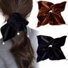 Set of 2 Velvet Ribbon BetterJonny Hair Large Hair Velvet Hair Pearl Hair Hair Gentle On Black Square Scrunchies, Accessories, Ties, Accessories,