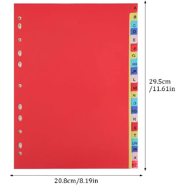 21 Tab A-Z Binder Dividers, 3 Ring Plastic Binder Dividers with Tabs Multicolor Alphabet Dividers for 2/3/4/11 Ring Binders, Letter Size (8.2×11.6